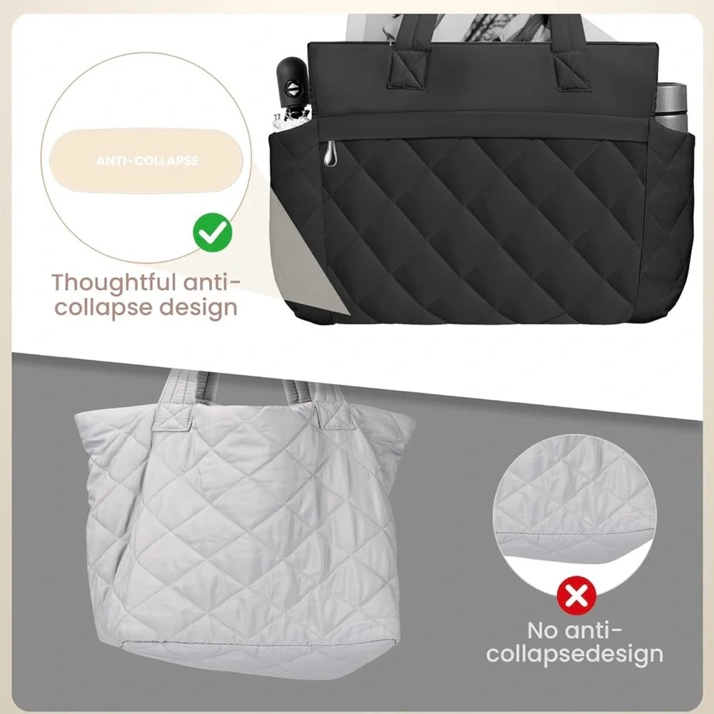 NEW TILYMOL Large Quilted Work Shoulder Tote Bag Ultra Lightweight for Travel - Picture 7 of 9